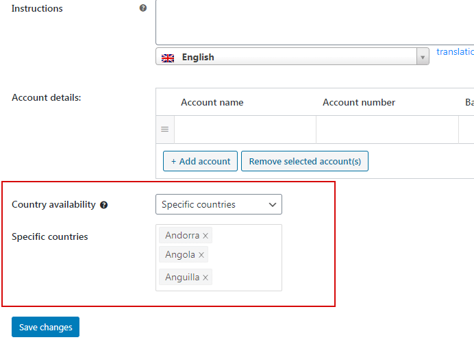 sélection des modes de paiement selon les pays des clients avec WCML dans Woocommerce