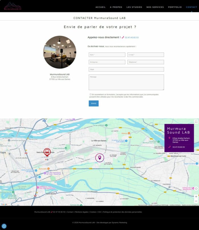 page contact du site internet MurmuraSound LAB