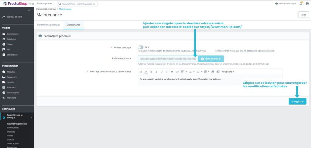 Prestashop - Comment ajouter son adresse IP