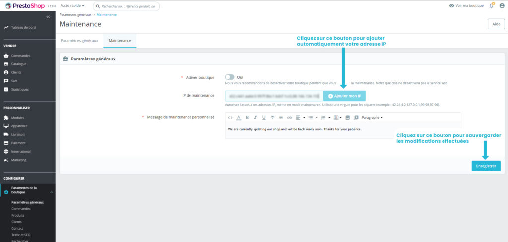 Prestashop - Ajouter automatiquement son adresse IP